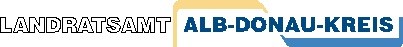 Schriftzug "Landratsamt" links und blaues Logo/Text "Alb-Donau-Kreis" rechts auf weißem Hintergrund.